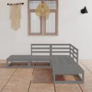 5-tlg. Garten-Lounge-Set Grau Massivholz Kiefer