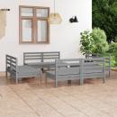 8-tlg. Garten-Lounge-Set Grau Kiefer Massivholz