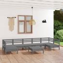 8-tlg. Garten-Lounge-Set Grau Massivholz Kiefer