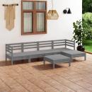 6-tlg. Garten-Lounge-Set Massivholz Kiefer Grau