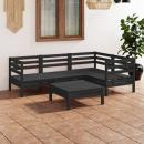 5-tlg. Garten-Lounge-Set Massivholz Kiefer Schwarz