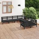 8-tlg. Garten-Lounge-Set Massivholz Kiefer Schwarz