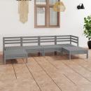 6-tlg. Garten-Lounge-Set Grau Massivholz Kiefer