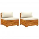 2-Sitzer-Gartensofa mit Kissen Massivholz Akazie