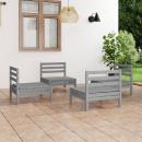 4-tlg. Garten-Lounge-Set Grau Kiefer Massivholz