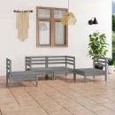 4-tlg. Garten-Lounge-Set Grau Kiefer Massivholz