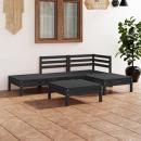 5-tlg. Garten-Lounge-Set Massivholz Kiefer Schwarz