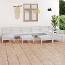 10-tlg. Garten-Lounge-Set Massivholz Kiefer Weiß