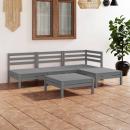 5-tlg. Garten-Lounge-Set Massivholz Kiefer Grau