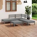 6-tlg. Garten-Lounge-Set Massivholz Kiefer Grau