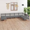 8-tlg. Garten-Lounge-Set Massivholz Kiefer Grau