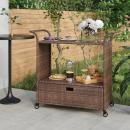 Barwagen mit Schublade Braun 100x45x97 cm Poly Rattan  