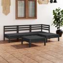 5-tlg. Garten-Lounge-Set Massivholz Kiefer Schwarz