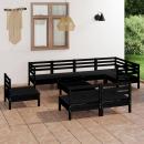 9-tlg. Garten-Lounge-Set Massivholz Kiefer Schwarz