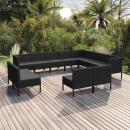 12-tlg. Garten-Lounge-Set mit Auflagen Poly Rattan Schwarz