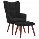 Relaxsessel mit Hocker Schwarz Samt