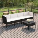 5-tlg. Garten-Lounge-Set mit Auflagen Poly Rattan Schwarz