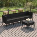 5-tlg. Garten-Lounge-Set mit Auflagen Poly Rattan Schwarz