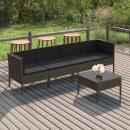 5-tlg. Garten-Lounge-Set mit Auflagen Poly Rattan Grau