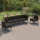 6-tlg. Garten-Lounge-Set mit Auflagen Poly Rattan Schwarz