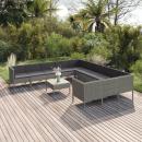 12-tlg. Garten-Lounge-Set mit Auflagen Poly Rattan Grau