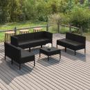 8-tlg. Garten-Lounge-Set mit Auflagen Poly Rattan Schwarz