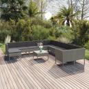 12-tlg. Garten-Lounge-Set mit Auflagen Poly Rattan Grau