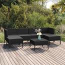 7-tlg. Garten-Lounge-Set mit Auflagen Poly Rattan Schwarz