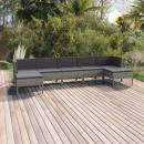 7-tlg. Garten-Lounge-Set mit Auflagen Poly Rattan Grau