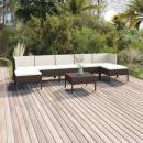 8-tlg. Garten-Lounge-Set mit Auflagen Poly Rattan Braun