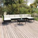 8-tlg. Garten-Lounge-Set mit Auflagen Poly Rattan Schwarz