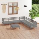 8-tlg. Garten-Lounge-Set Massivholz Kiefer Grau