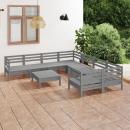 9-tlg. Garten-Lounge-Set Grau Massivholz Kiefer