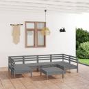 7-tlg. Garten-Lounge-Set Grau Massivholz Kiefer