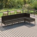 5-tlg. Garten-Lounge-Set mit Auflagen Poly Rattan Grau