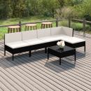 6-tlg. Garten-Lounge-Set mit Auflagen Poly Rattan Schwarz 