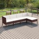 5-tlg. Garten-Lounge-Set mit Auflagen Poly Rattan Braun