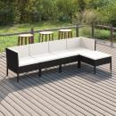 5-tlg. Garten-Lounge-Set mit Auflagen Poly Rattan Schwarz