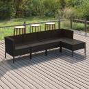 5-tlg. Garten-Lounge-Set mit Auflagen Poly Rattan Schwarz