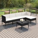 6-tlg. Garten-Lounge-Set mit Auflagen Poly Rattan Schwarz