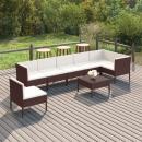 8-tlg. Garten-Lounge-Set mit Auflagen Poly Rattan Braun