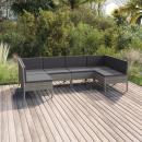 6-tlg. Garten-Lounge-Set mit Auflagen Poly Rattan Grau