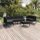 8-tlg. Garten-Lounge-Set mit Auflagen Poly Rattan Schwarz