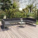 11-tlg. Garten-Lounge-Set mit Auflagen Poly Rattan Grau