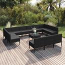 14-tlg. Garten-Lounge-Set mit Auflagen Poly Rattan Schwarz