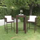 3-tlg. Gartenbar-Set mit Kissen Poly Rattan Braun