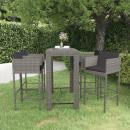 5-tlg. Gartenbar-Set mit Kissen Poly Rattan Grau