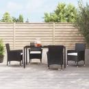 Gartenstühle mit Kissen 4 Stk. Poly Rattan Schwarz