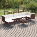 8-tlg. Garten-Lounge-Set mit Auflagen Poly Rattan Braun