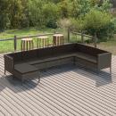 8-tlg. Garten-Lounge-Set mit Auflagen Poly Rattan Grau